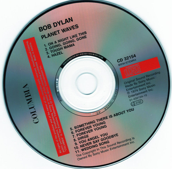 Bob Dylan - Planet Waves (1988 CD) Mint