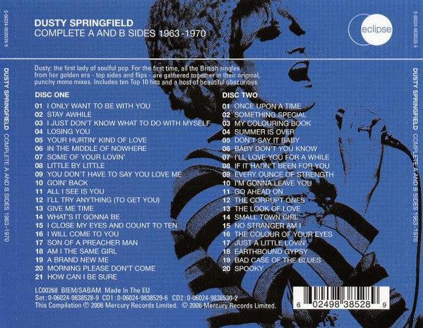 Dusty Springfield - Complete A and B Sides '63-'70 (2006 DCD) VG+