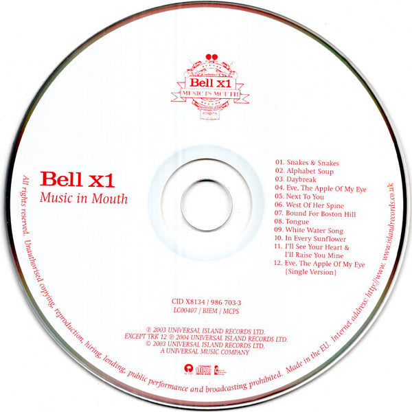 Bell X1 - Music in Mouth (2003 CD) NM