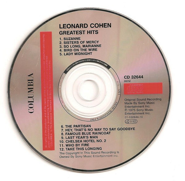 Leonard Cohen - Greatest Hits (1990s CD) VG+