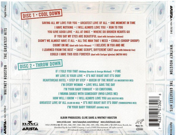 Whitney Houston - The Greatest Hits (Double CD) VG+