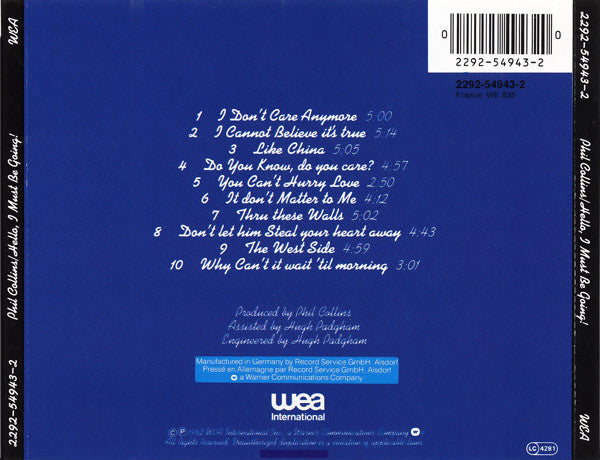 Phil Collins - Hello, I Must be Going! (1998 CD) NM