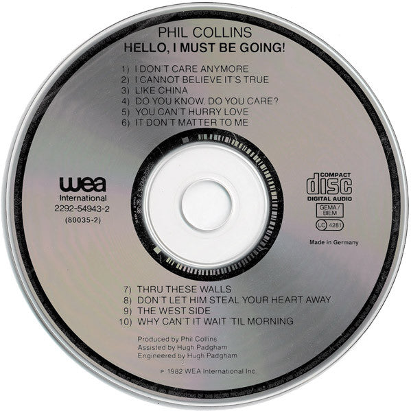 Phil Collins - Hello, I Must be Going! (1998 CD) NM