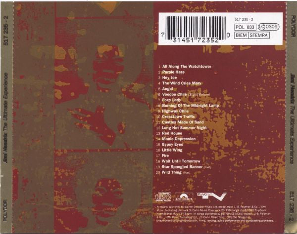 Jimi Hendrix - The Ultimate Experience (1995 CD) NM