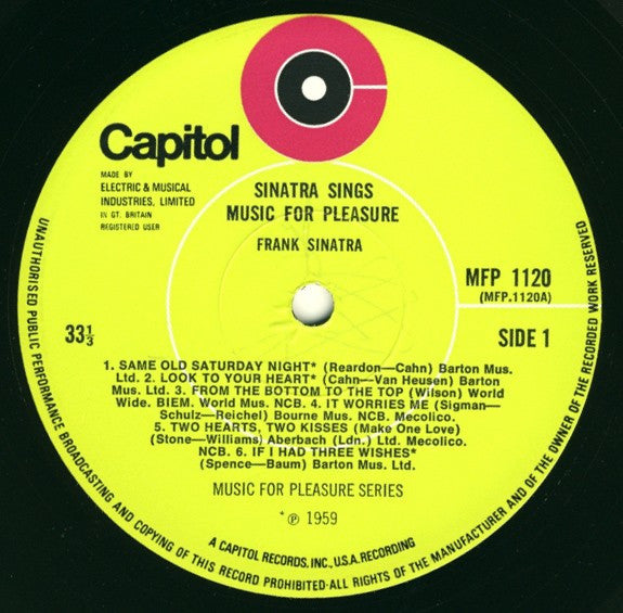 Frank Sinatra - Sings Music for Pleasure (Vinyl LP) EX/VG