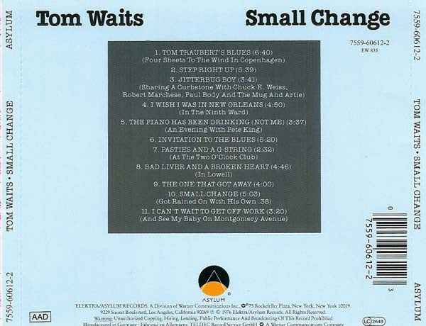 Tom Waits - Small Change (1997 CD) NM