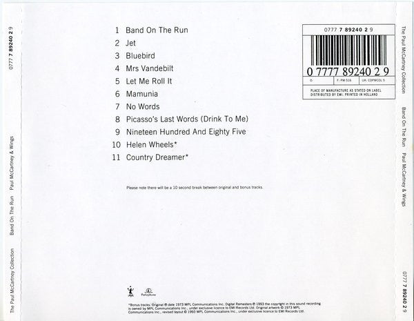Paul McCartney & Wings - Band on the Run (1993 CD) Mint