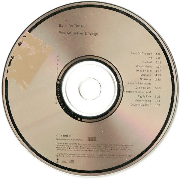 Paul McCartney & Wings - Band on the Run (1993 CD) Mint