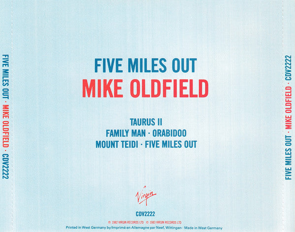 Mike Oldfield - Five Miles Out (1983 Non Coded CD) NM