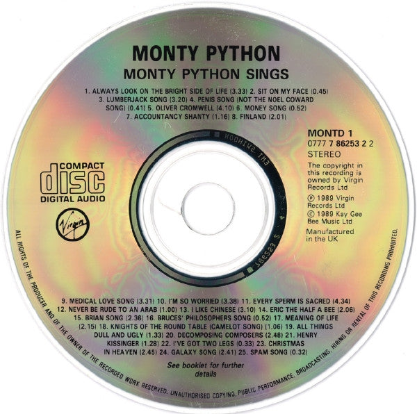 Monty Python - Monty Python Sings (1989 CD) NM