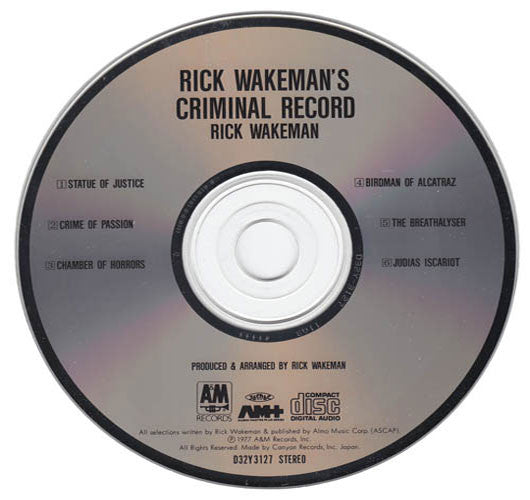 Rick Wakeman - Rick Wakeman's Criminal Record (Rare Japan 1986 CD) VG+