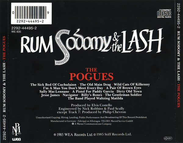 Pogues - Rum Sodomy & The Lash (1989 CD) Mint