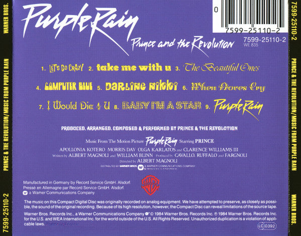 Prince - Purple Rain (1999 O.S.T CD) Mint