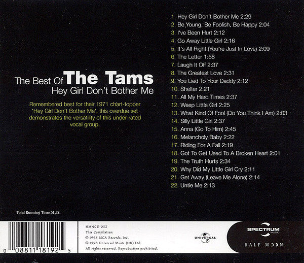 Tams - The Best of ~ Hey Girl Don't Bother me (1998 CD) Mint