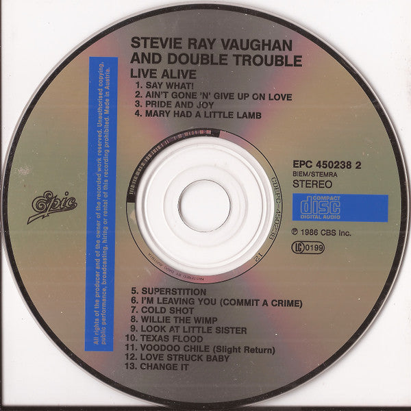 Stevie Ray Vaughan & Double Trouble - Live Alive (1986 CD) NM
