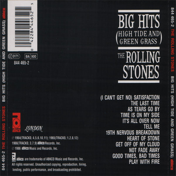 Rolling Stones - Big Hits ~ High Tide and Green Grass (1986 CD) VG+