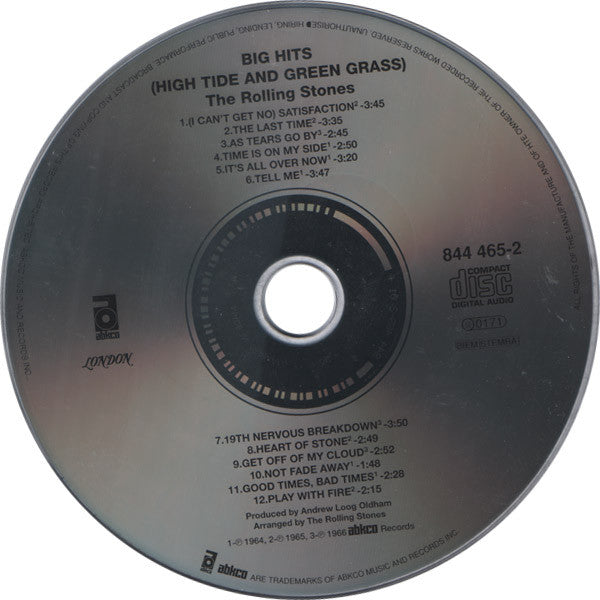 Rolling Stones - Big Hits ~ High Tide and Green Grass (1986 CD) VG+