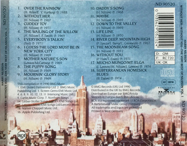Nilsson - Without Her Without You ~ Very best of Vol.1 (1990 CD) NM