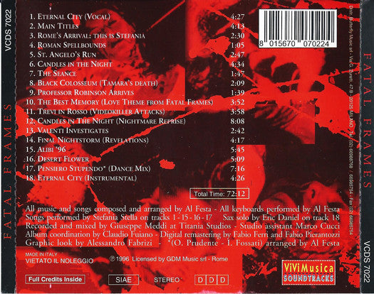 Al Festa - Fatal Frames Soundtrack (Italy 1996 O.S.T CD) VG+