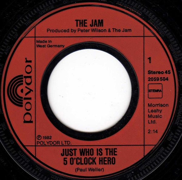 Jam - Just Who is the 5 0'Clock Hero (Vinyl Single) VG/G