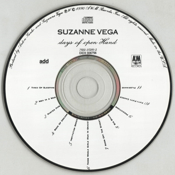 Suzanne Vega - Days of Open Hand (1990 US CD) NM