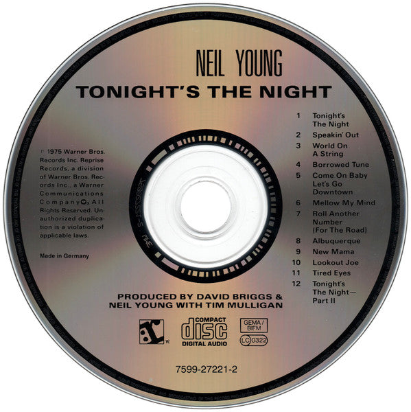 Neil Young - Tonight's the Night (1993 CD) NM