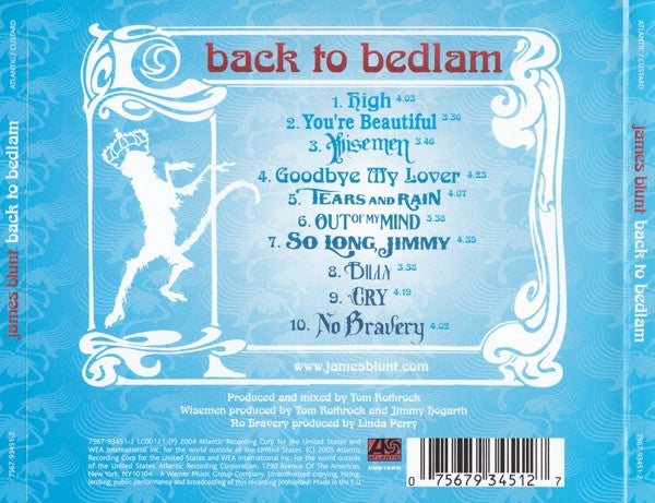 James Blunt - Back to Bedlam (2005 CD) NM