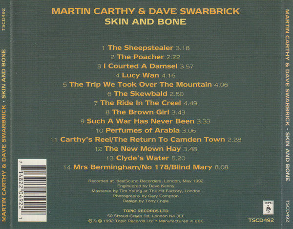 Martin Carthy + Dave Swarbrick - Skin + Bone (1992 CD) Mint