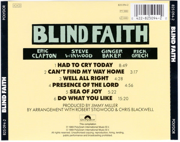 Blind Faith - Blind Faith (2009 CD) VG+