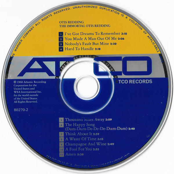Otis Redding - The Immortal (1991 ATCO US CD) VG+