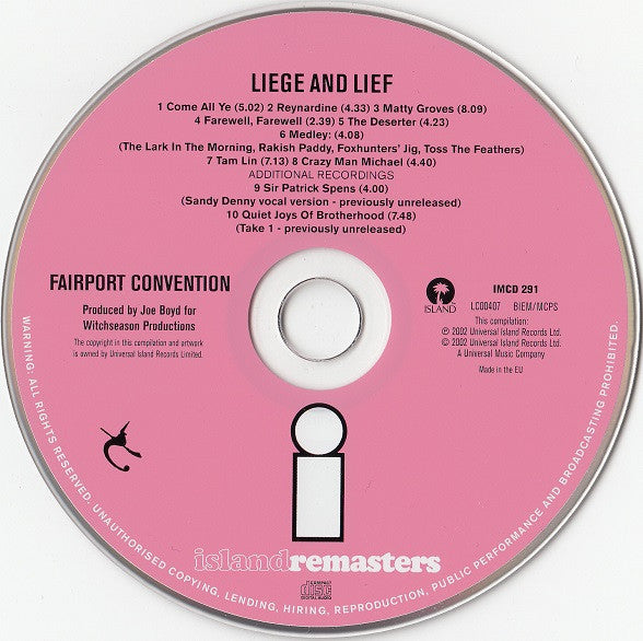 Fairport Convention - Liege & Lief (2002 Remaster CD) Mint