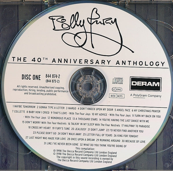 Billy fury - 40th Anniversary Anthology (1998 DCD) Mint