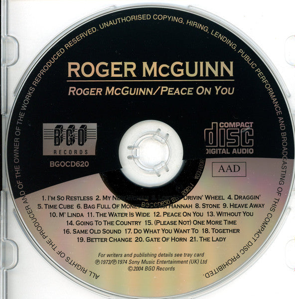 Roger McGuinn - Self Titled & Peace on You (2004 BGO 2on1 CD) VG+