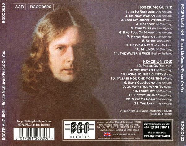 Roger McGuinn - Self Titled & Peace on You (2004 BGO 2on1 CD) VG+
