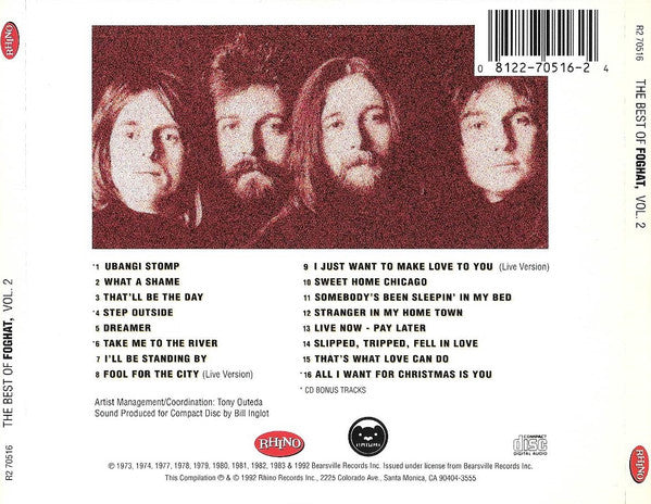 Foghat - The Best of Volume 2 (1992 US CD) NM