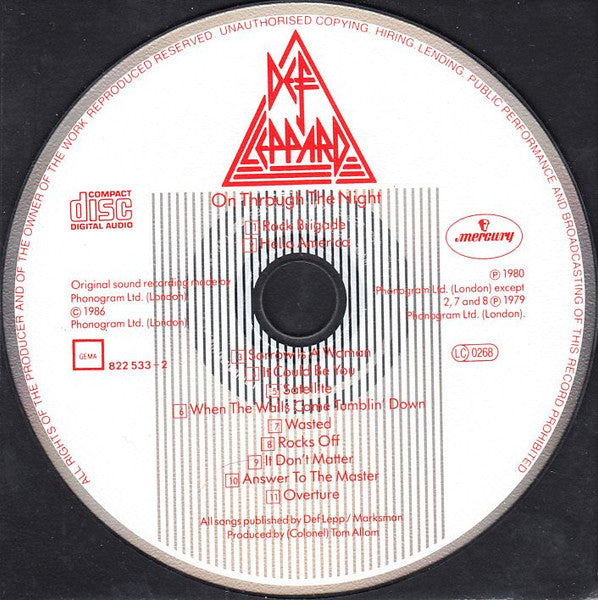 Def Leppard - On Through the Night (German EDC CD) Mint