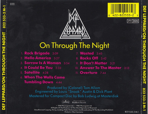 Def Leppard - On Through the Night (German EDC CD) Mint