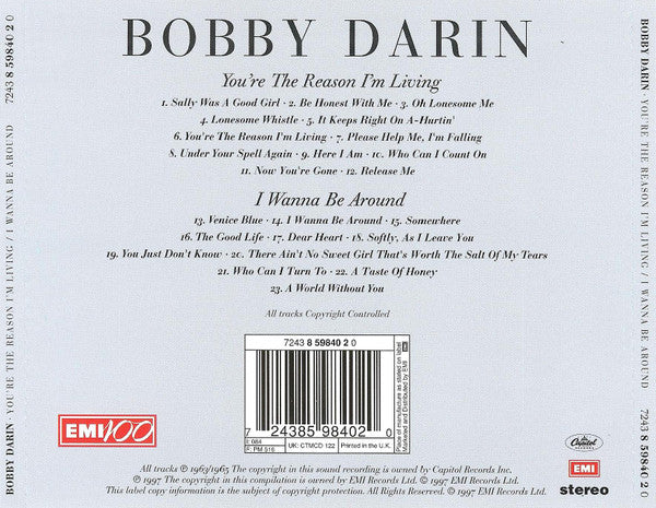 Bobby Darin - You're the reason i'm Living / I Wanna be Around ( 2on 1 CD) Mint