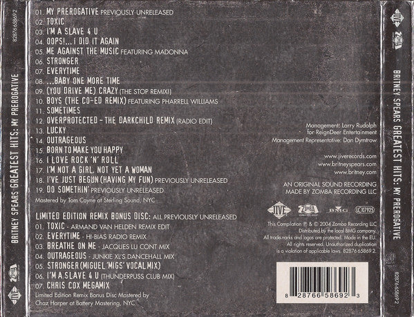 Britney Spears - Greatest Hits (2004 Limited Edition DCD) NM