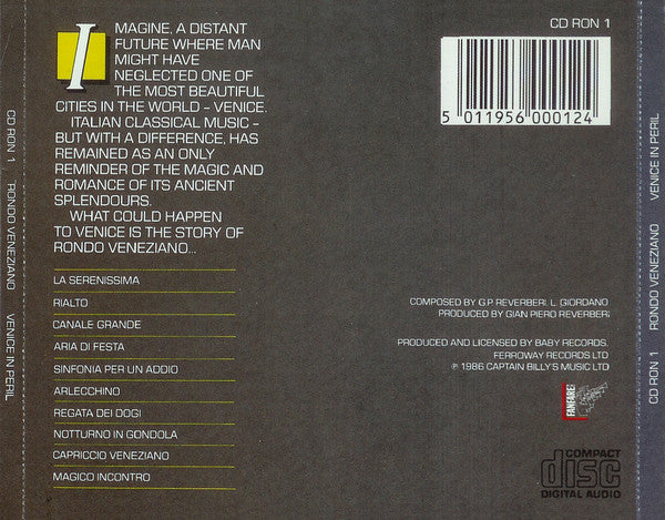 Rondo Veneziano - Venice in Peril (Rare 1988 CD) NM