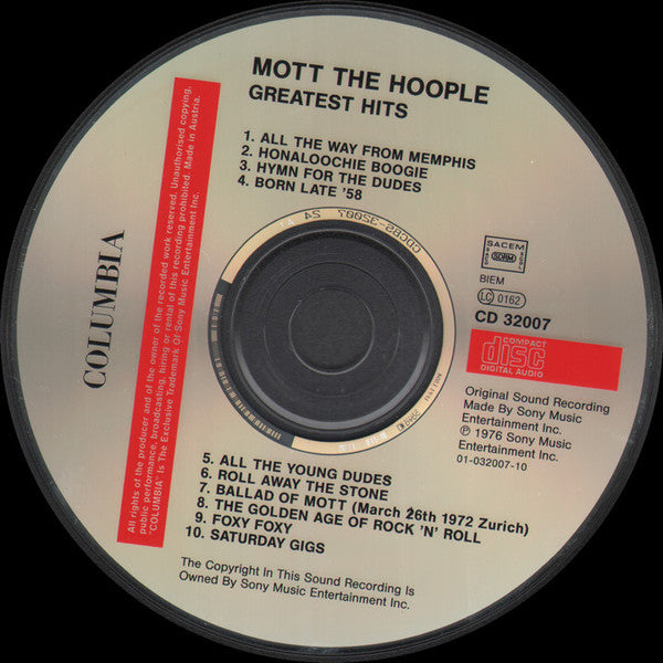 Mott the Hoople - Greatest Hits (1990 CD) Mint