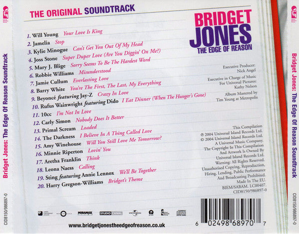 Various O.S.T - Bridget Jones~The Edge of reason (Soundtrack CD) Mint