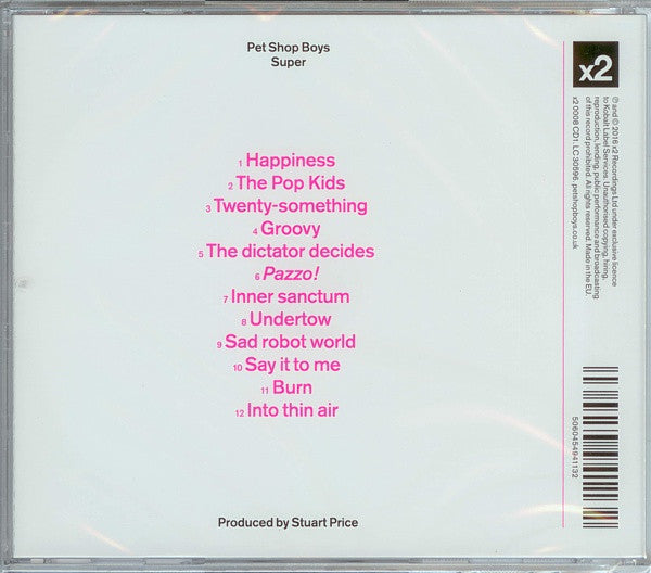 Pet Shop Boys - Super (2016 CD) No Sticker! Mint