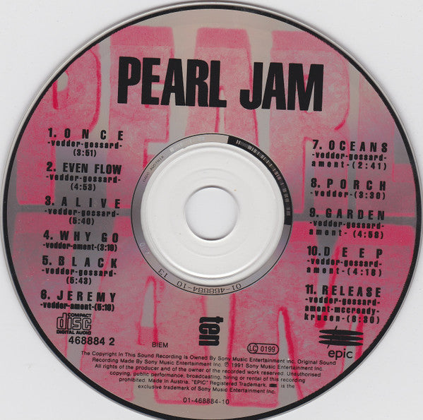 Pearl Jam - Ten (1991 CD) NM