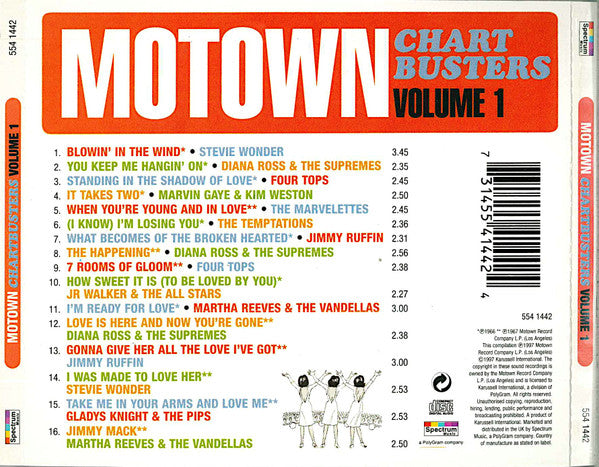 Various - Motown Chartbusters Vol.1 (1997 CD) Mint