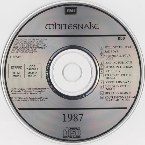 Whitesnake - 1987 (1987 Rock CD) VG+