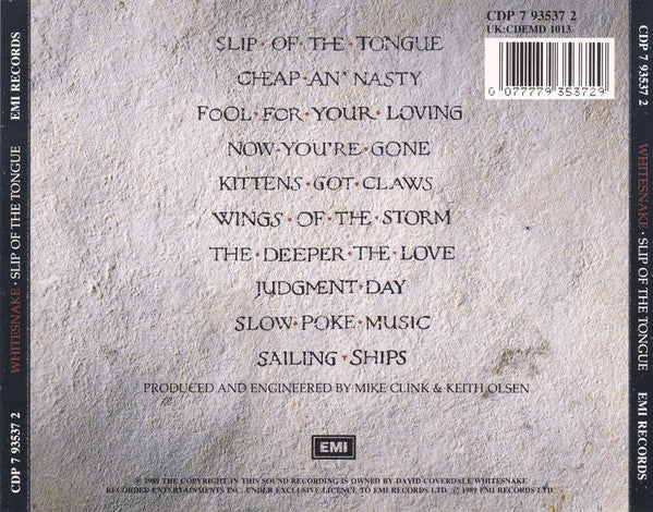 Whitesnake - Slip of the Tongue (1989 CD) NM