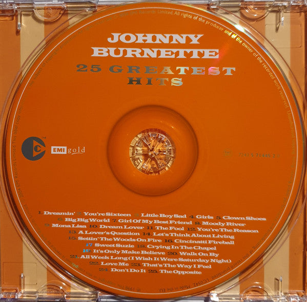Johnny Burnette - 25 Greatest Hits (2004 EMI CD) Mint