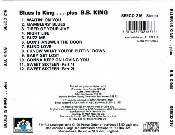 B.B King - Blues is King...Plus (1992 SFM CD) NM