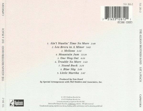 Allman brothers Band - Eat a Peach (1997 Remastered CD) NM
